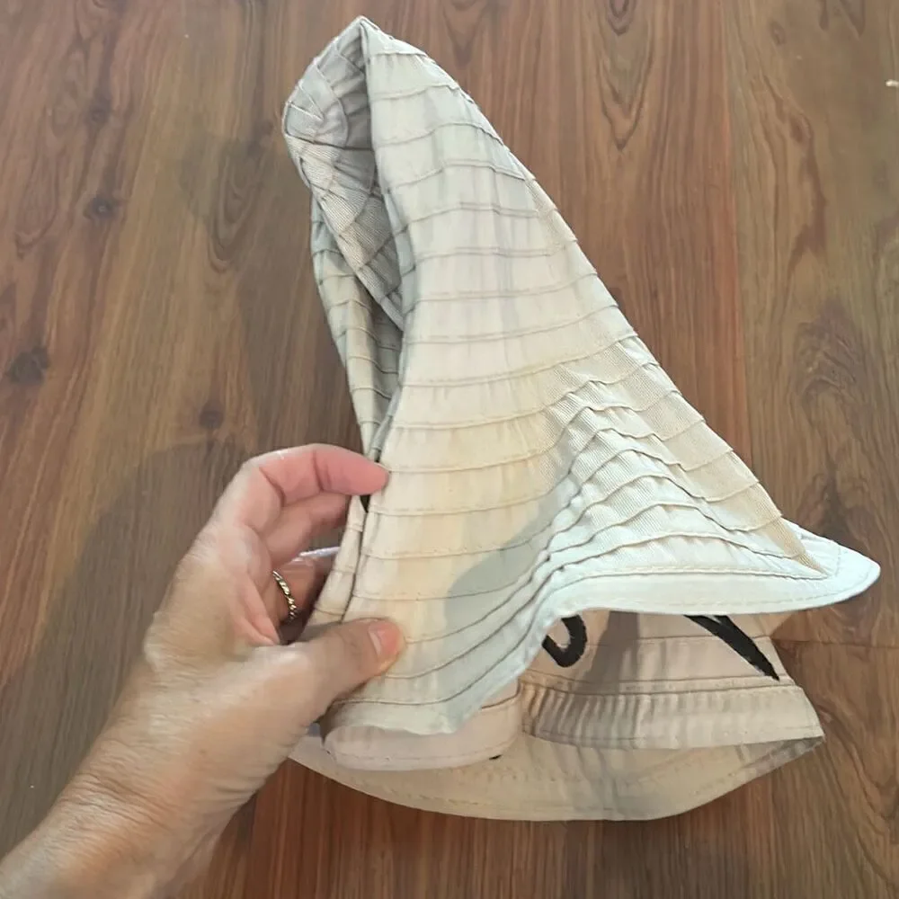 Vacay All Day tan in black collapsible sun hat beach hat
